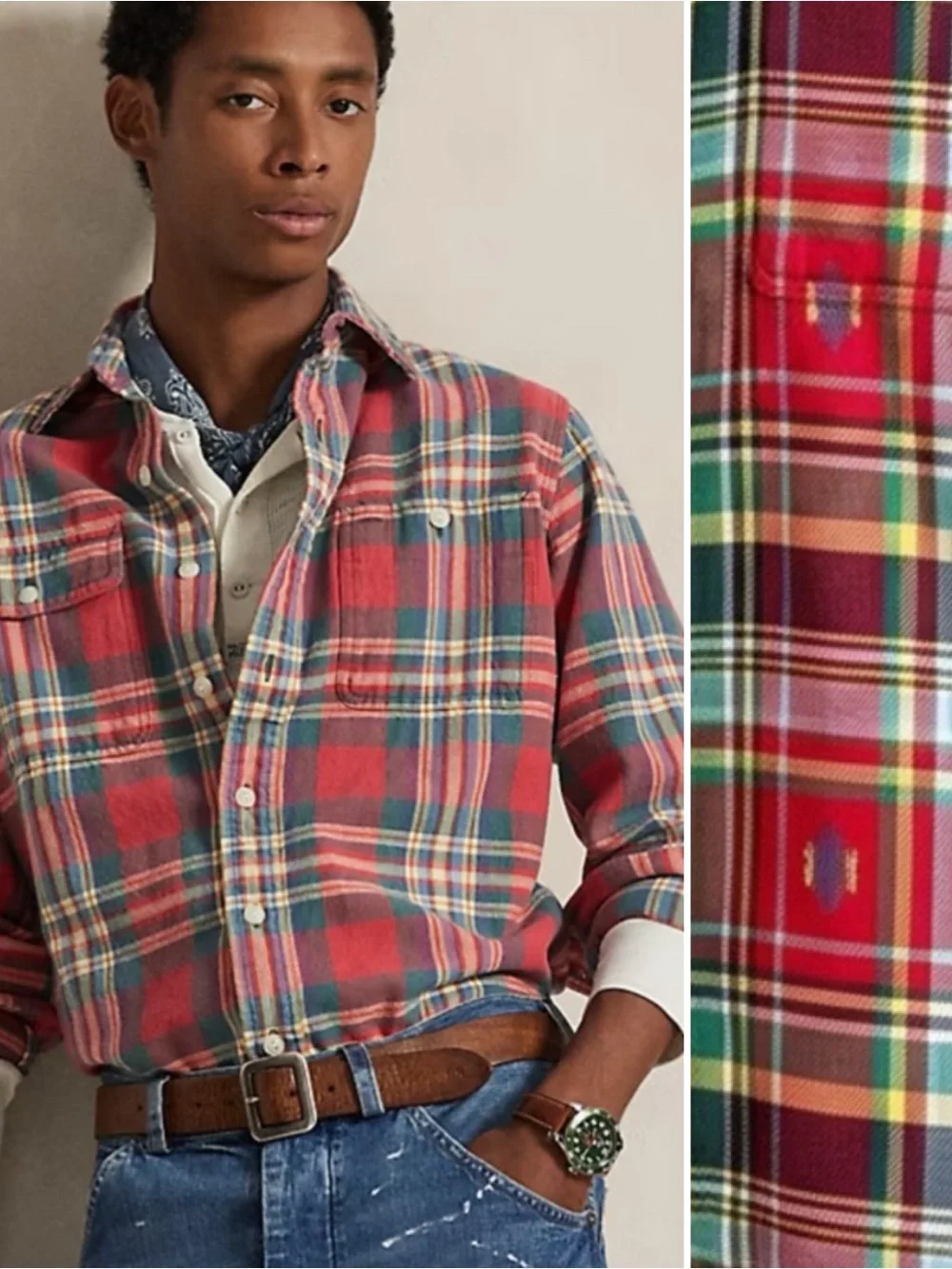 Polo Ralph Lauren Classic Fit Southwest Plaid Flannel Button Shirt Small